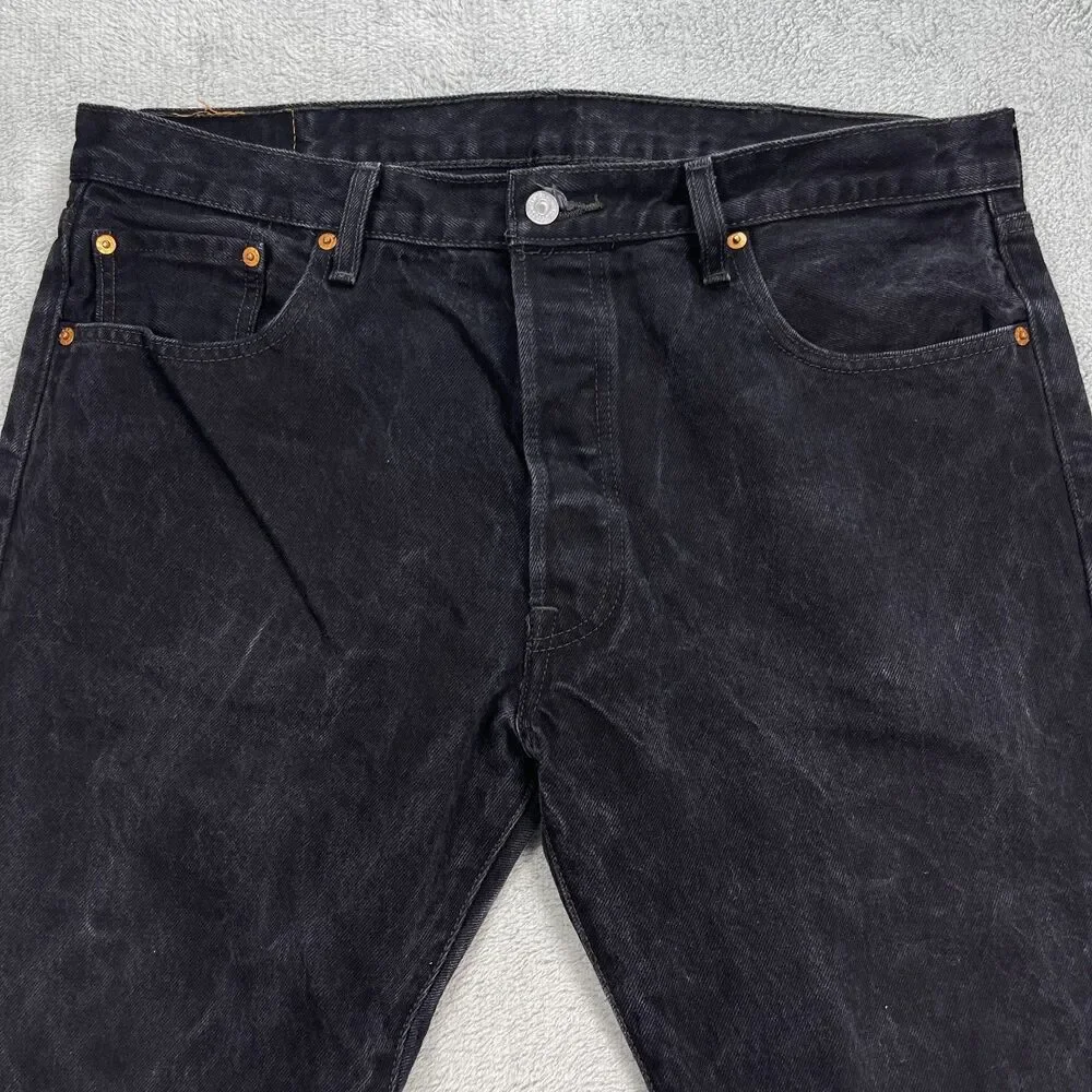 Levi's 501 Original‎ Fit Jeans Mens 38x30 Black Denim Cotton High-Rise Straight